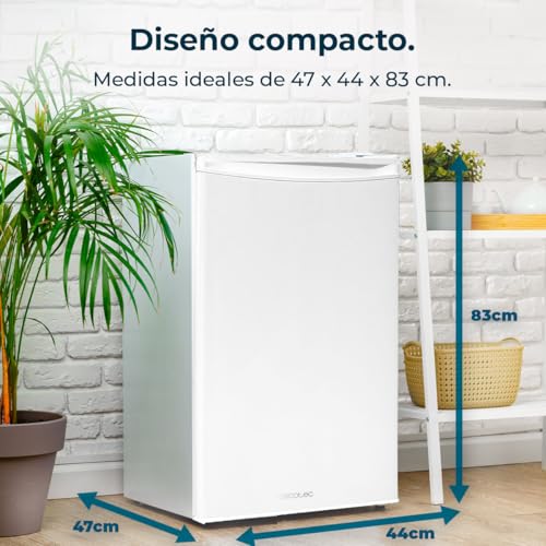 Cecotec Small Fridge 90L Mini Refrigerator with 1 Door Bolero CoolMarket TT 90 White E. Countertop Refrigerator, 83cm Height and 47cm Width, Low Energy Consumption, Adjustable Temperature, White