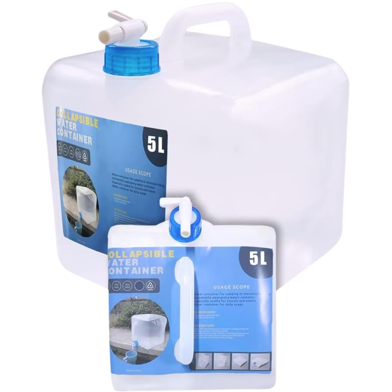 GION Portable Water Can with Spigot - Collapsible Foldable Camping Jug, Food Safe, Strong Bearing Capacity, Leakproof Faucet for Outdoor Picnic Emergency RV Use (5L)-image-9