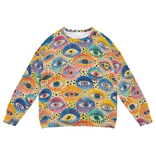 JUNZAN Evil Eyes Ball on Rainbows Leopard Printed Little Boys Pullover Hoodie Fleece Boys Sweat Shirt Party 4T