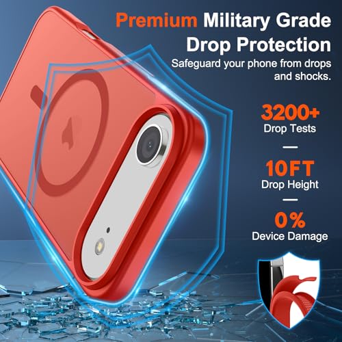 Image of SUPFINE Magnetic for iPhone Air Case (Compatible with MagSafe)(Military Grade Drop Protection) Slim Translucent Matte Shockproof with Anti-Fingerprint Phone Cover for 17 Air,Red