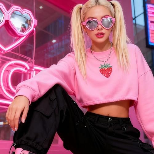 Image of laureles Fashion Heart Shaped Goggle Y2K Sunglasses Women One Piece Oversized Love Sun Glasses Men