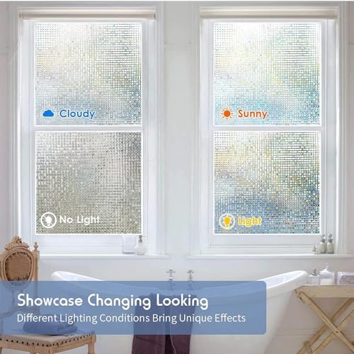 Image of HOME13 Frosted Glass Film Window Privacy Film Static Cling Decoartive Frosted Window Film Heat Control Frosted Glass Sticker for Home & Office (24 x 96 Inch, Small Mosiac)