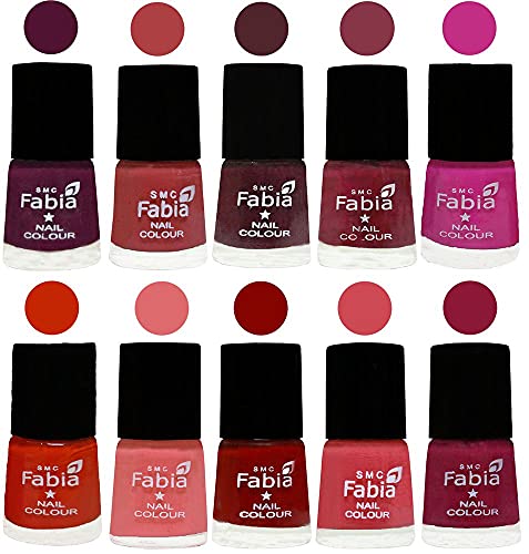 Image of ALL IN ONE (PACK OF 10), Long Lasting Glossy Nail Polish, 6 ml Each, All Vibrant Colours,02226