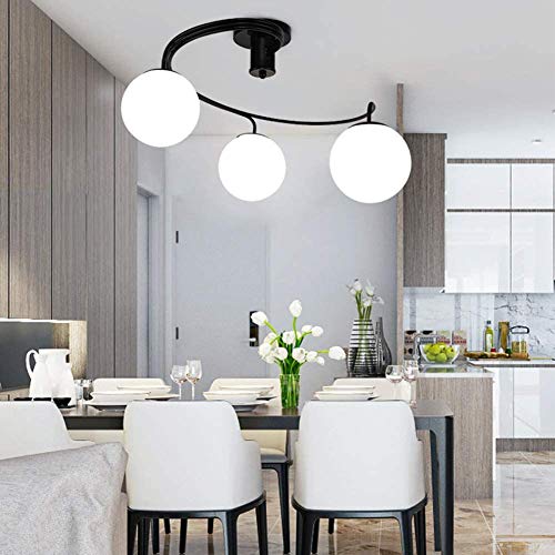 Plafonnier Rustique Moderne Noir à 3 têtes pour chambre et salon - 5