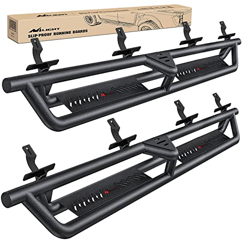 Image of Nilight Running Boards for 2020 2021 2022 2023 2024 2025 2026 Gladiator (JT) 4 Door Dual-Stage Textured Black Powder Coated Slip-Proof Side Step Nerf Bars