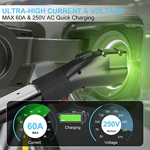 [Only For J1772 Ev Use] Tesla To J1772 Charging Adapter, Max 60 Amp & 250V, Taechu J1772 Ev Adapter With Anti-Drop Lock, Compatible With Tesla Wall/Destination/Mobile Chargers（With A Storage Bag） #TOP1