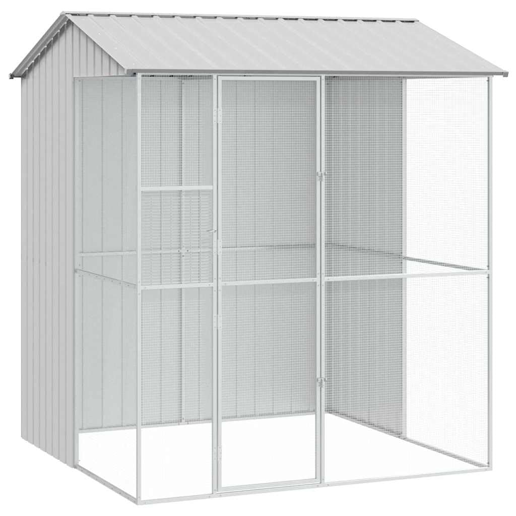 INLIFE Vogelkäfig Grau 215 x 210 x 247 cm Verzinkter Stahl,Tier- & Haustierbedarf,Haustierbedarf,Vogelbedarf,Vogelkäfige & -ständer,Grau,68.7 KG,3325175