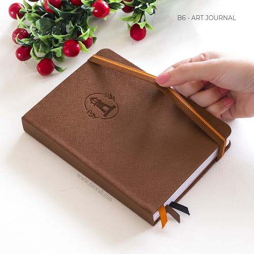 Image of NEORAH - B6 - ART JOURNAL | 200Gsm Dotgrid Notebook |144 Pages(17.5 x 12.5 cm) | Lay Flat |HardCover Bullet - Journal |3 Bookmarks |Elastic Closure| Inner BackPocket | Ideal-Bujo,Drawing (BROWN)
