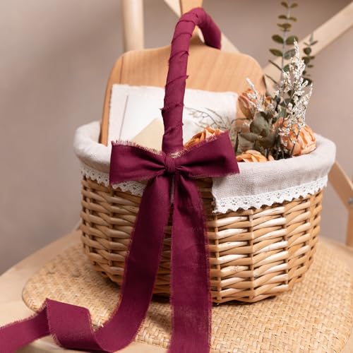 Luxurious Burgundy Frayed Cotton Ribbon - 1.5 Inch x 15 Yards for Crafts, Weddings, and DIY Decor 8 Luxurious Burgundy Frayed Cotton Ribbon - 1.5 Inch x 15 Yards for Crafts, Weddings, and DIY Decor - Image 7