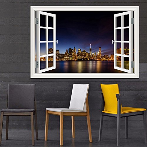 3D Wall Sticker Decals For Living Room Wall Decor Window Scenes New York City Wall Art Murals Peel And Stick Wallpaper Adhesive- 32X48 Inches #TOP1