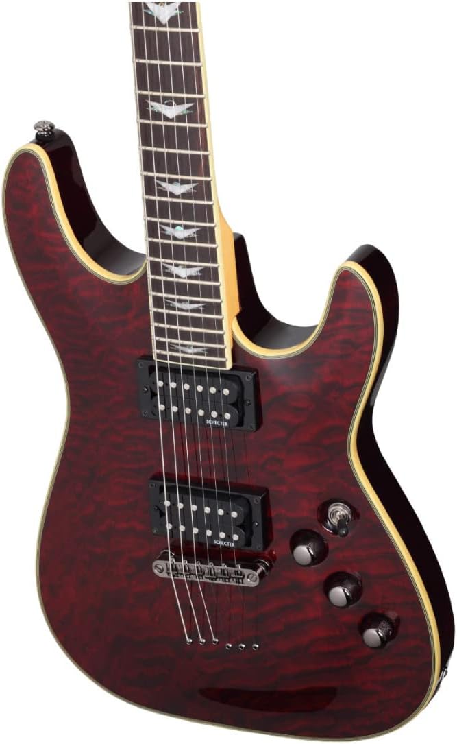 角度付き view シェクター・オーメン・エクストリーム6のボディとネック