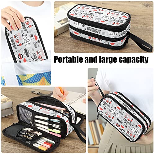 Image of Fustylead London Themes Large Pencil Case Portable Stationery Bag Cosmetics Bag with Handle for School Office Travel