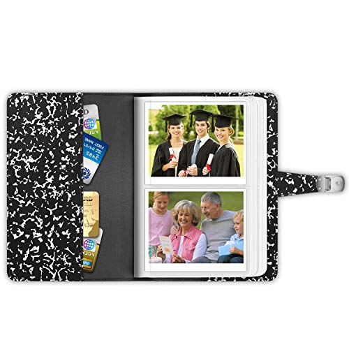 Fintie Wallet Photo Album for Fujifilm Instax Wide 300, Polaroid OneStep 2-64 Pockets (Snap Fastener) Album, Compatible with Polaroid POP, Originals 600 Camera 3.5x4.5 Inch Film (Composition Book)