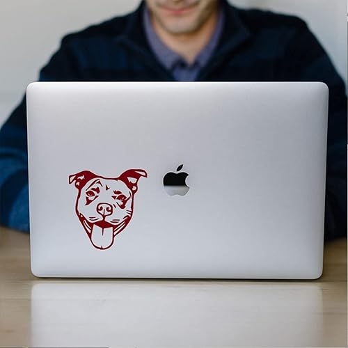Miniatura 3 de Pitbull - Plantilla de cara 1 (borgoña) (juego de 2) calcomanías de vinilo impermeables de alta calidad para laptop, accesorio de teléfono, casco,