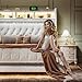 Homkdom Floating Bed Frame Queen with LED Lights & Charging Station, Upholstered Platform Bed with Velvet Storage Headboard, Heavy Duty Metal Slats/No Box Spring Needed/Noise Free/Easy Assembly, Beige