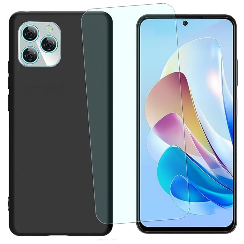 NEOYUKL Cover for Blackview A96 Phone Case(6.50 inches), for Blackview A96 Screen Protector [1 Pack],Black Shell for Blackview A96