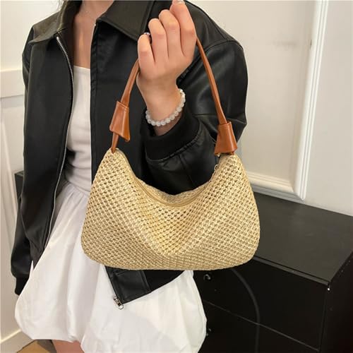 Straw Shoulder Bag for Women,Small Purse Woven Beach Summer Handbag for Women
