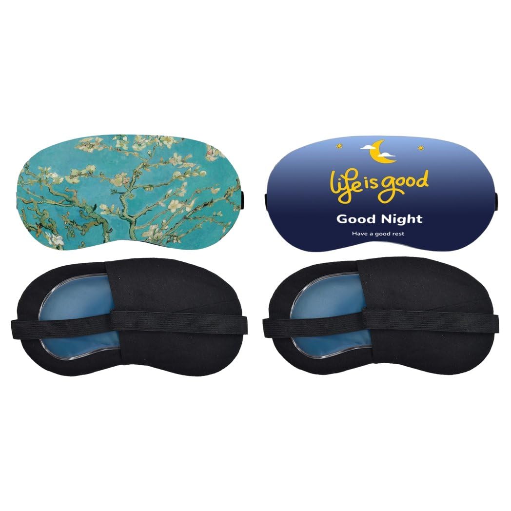 Aoxeria Turquoise Almond Blossom, Life Is Good Night Quote Sleeping Mask Combo, Soft Comfortable Light-Blocking Eye Cover for Women, Men & Kids, Reusable Blindfold for Night Sleep, Nap (Pack of 2)-image-10