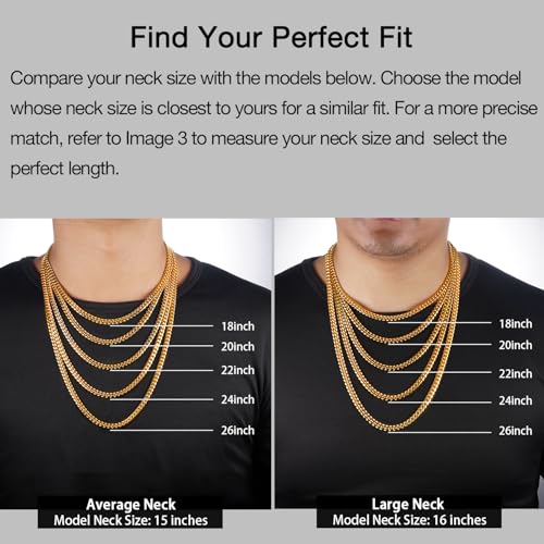 Jewlpire Gifts for Men Italian Six-Faceted Design14K Gold-Plated Cuban Link Chain Necklace for Men Women, 4MM Stainless Steel with 925 Sterling Silver Plated Mens Chain Necklace 16 18 20 22 24 26 Inch2