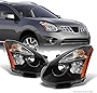 AKKON - Fits Rogue SUV Halogen Type Black Headlights Driver Left + Passenger Right Side Replacement Pair Set