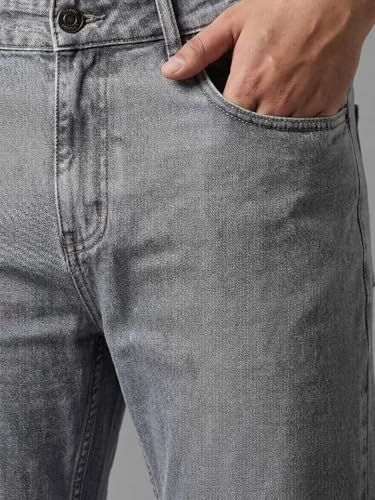 Image of Urbano Plus Men's Relaxed Fit Washed Denim Jeans Non-Stretchable