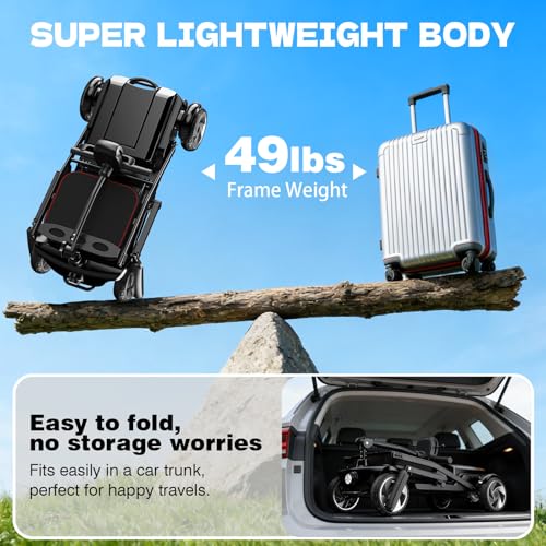 Image of Mobility Scooters for Seniors,49 Lbs Mobility Scooter,Upgraded Removable Battery,300 Lbs Weight Capacity,Quick Fold Design, Portable and Lightweight,Ideal for Travel