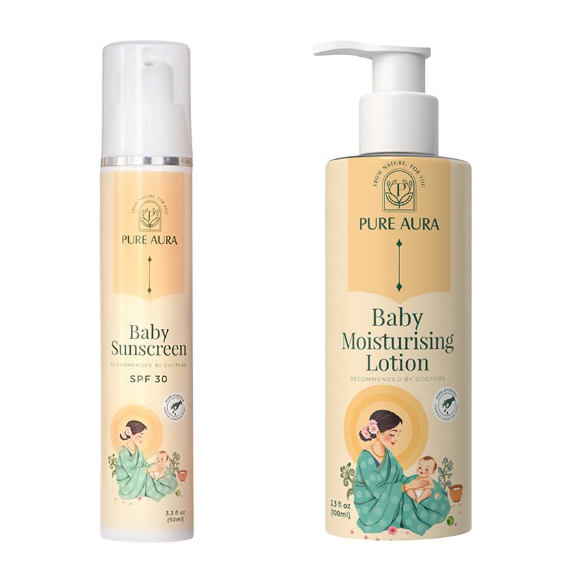 Pure Aura Deep Moisture Duo | Baby Moisturizing Lotion (200ml) & Baby Face Cream (100g) | Deep Hydration for Dry & Sensitive Skin | Ayurvedic Formula | No Parabens, Sulfates or Silicones | Suitable for Newborns & Kids-image-40