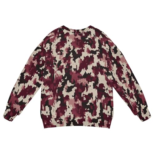 JUNZAN Army Burgundy Camouflage Big Girls Pullover Hoodie Crewneck Boys Sweat Shirt Party 4T2