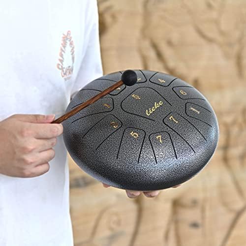 LIEKE Steel Tongue Drum 10 Inch 11 Notes C Key Hand Drum Percussion Instrument for Kids Adults Beginners With Bag (Silver) 4 51+86bM9GPL. AC