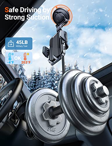 Torras Car Phone Holder Mount [Strongest Suction Cup] Universal 3 In 1 Cell Phone Holder For Car Dashboard Windshield Air Vent [Ultra Stable] Dash Phone Mount For Car Fits Iphone 13 12 11 Pro Max &All #TOP1
