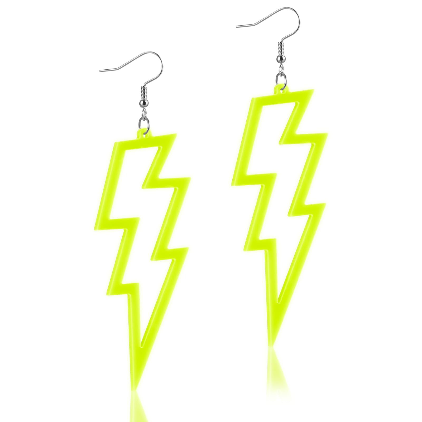 Pendientes de los años 80 para mujer, aretes acrílicos de neón, aretes de rayo, disfraz temático