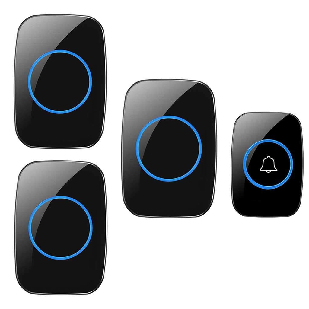 LIUXIUER Wireless Doorbell Waterproof, 1 Transmitter 3 Receivers Wall Plug-In Cordless Doorbell AC 300M (984FT) Ultra Long Distance / 36 Music Melody/LED Flashing Lights,Black