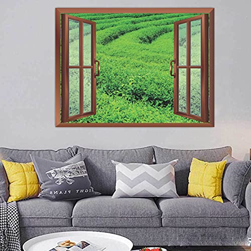 Image of CVANU Attractive View of Green pairies in a Sunny Day Removable Faux Window Wall Sticker /Decals for Living Room etc Cv 34