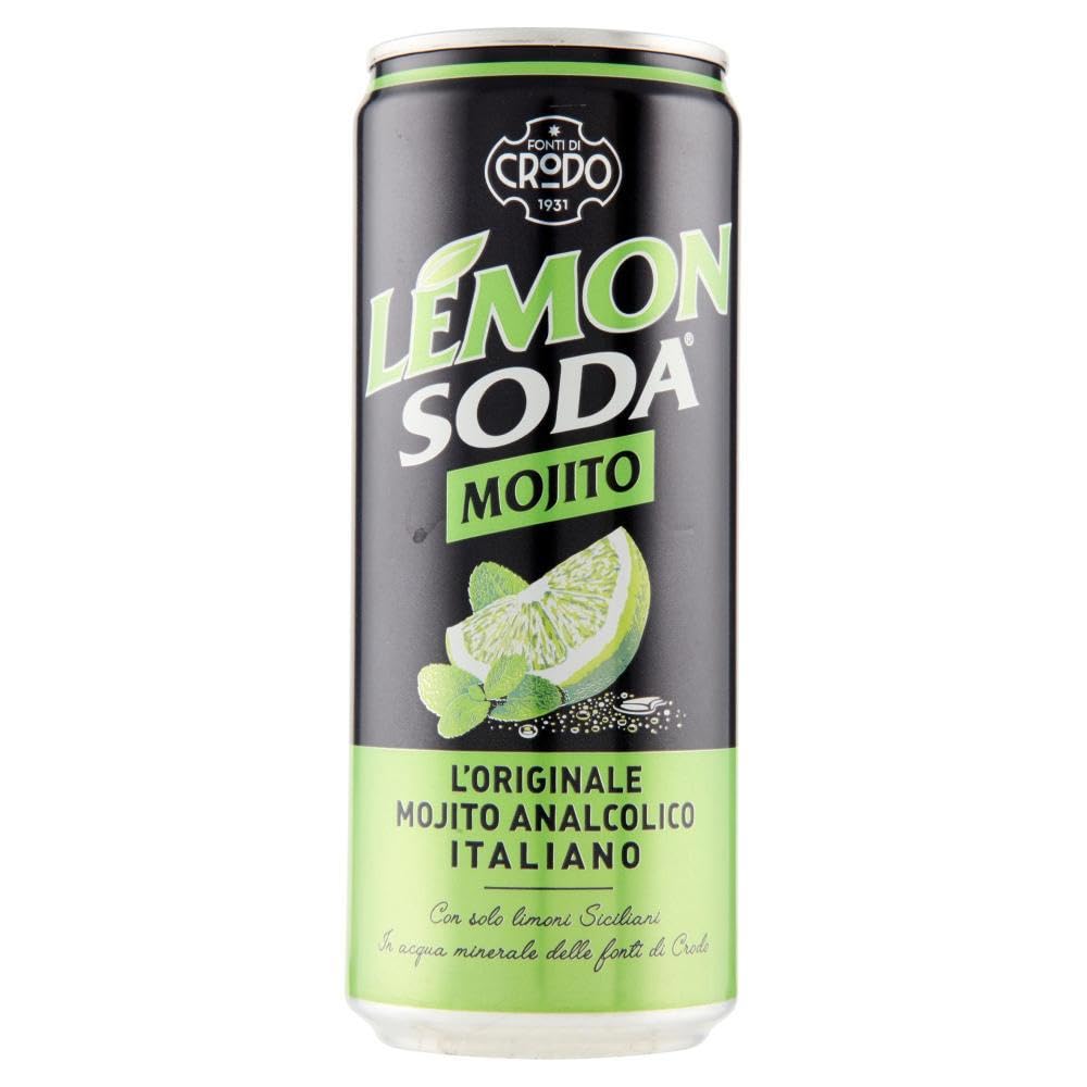 Italian Gourmet Lemonsoda Mojitosoda Testpaket Bibite Softdrinks 72 x 33cl | Bevande frizzanti, erfrischend mit Zitrus- und Cocktailnote, gekühlt, Gesamtnettogewicht 23,76 L + Kostenlos Polpa 400g