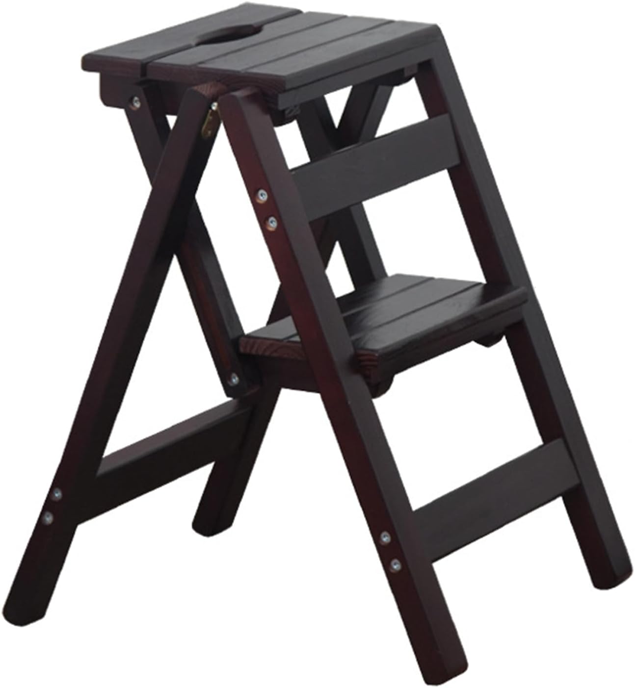 2 Step Wood Folding Stool for Adults Portable Household Kitchen Stool Multi Functional Step Ladder for Indoor Use Thickened and Sturdy Ideal for Library or Kitchen