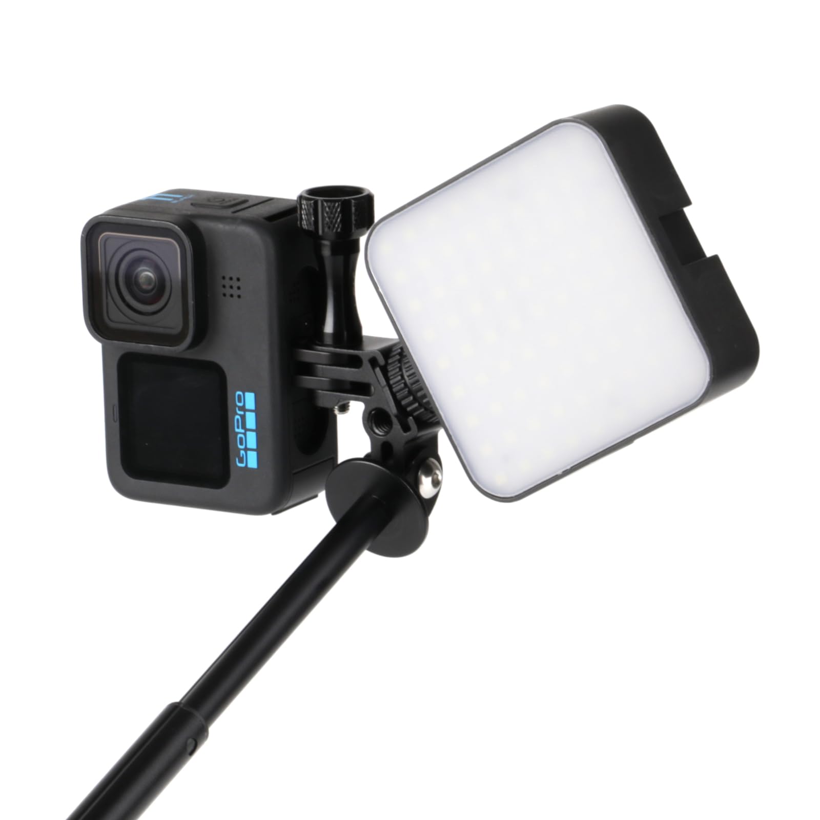HSU Supporto Doppio in Alluminio per GoPro, Adattatore più Lungo per GoPro con Telaio Media Mod o Custodia Impermeabile