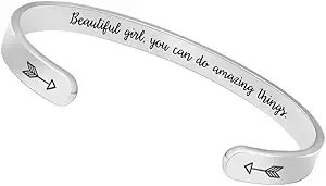 Btysun Bracelets for Women Mothers Day Bracelet Gifts from Daughter Inspirational Gifts for Women Graduation Gifts for Her Motivational Birthday Cuff Bangle Friendship Personalized Mantra Jewelry…