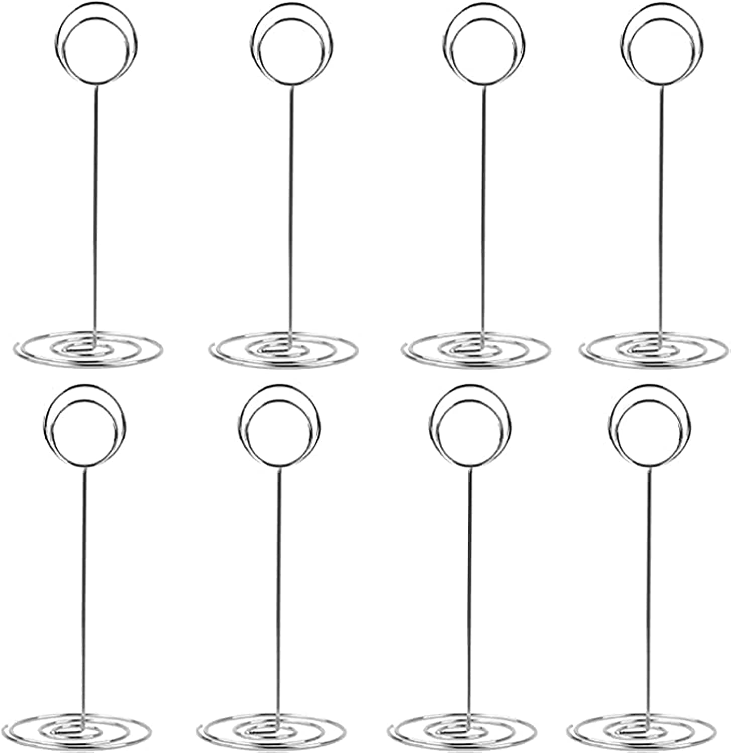 ELECDON Table Number Holder, 8 Pack Table Number Holders Place Card Holder Photo Picture Holder for Wedding, Birthday Stand Place Card Holders Party Baby Showers 8.75 inch (Silver)