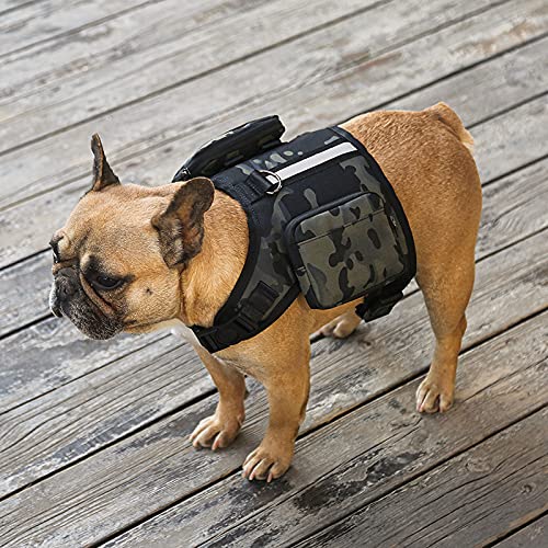 NC Hunde-Satteltaschen, strapazierfähige Hundegeschirr-Rucksack mit reflektierendem Band, für Reisen, Camping, Wandern, mittelgroße und große Hunde (M, Camouflage)