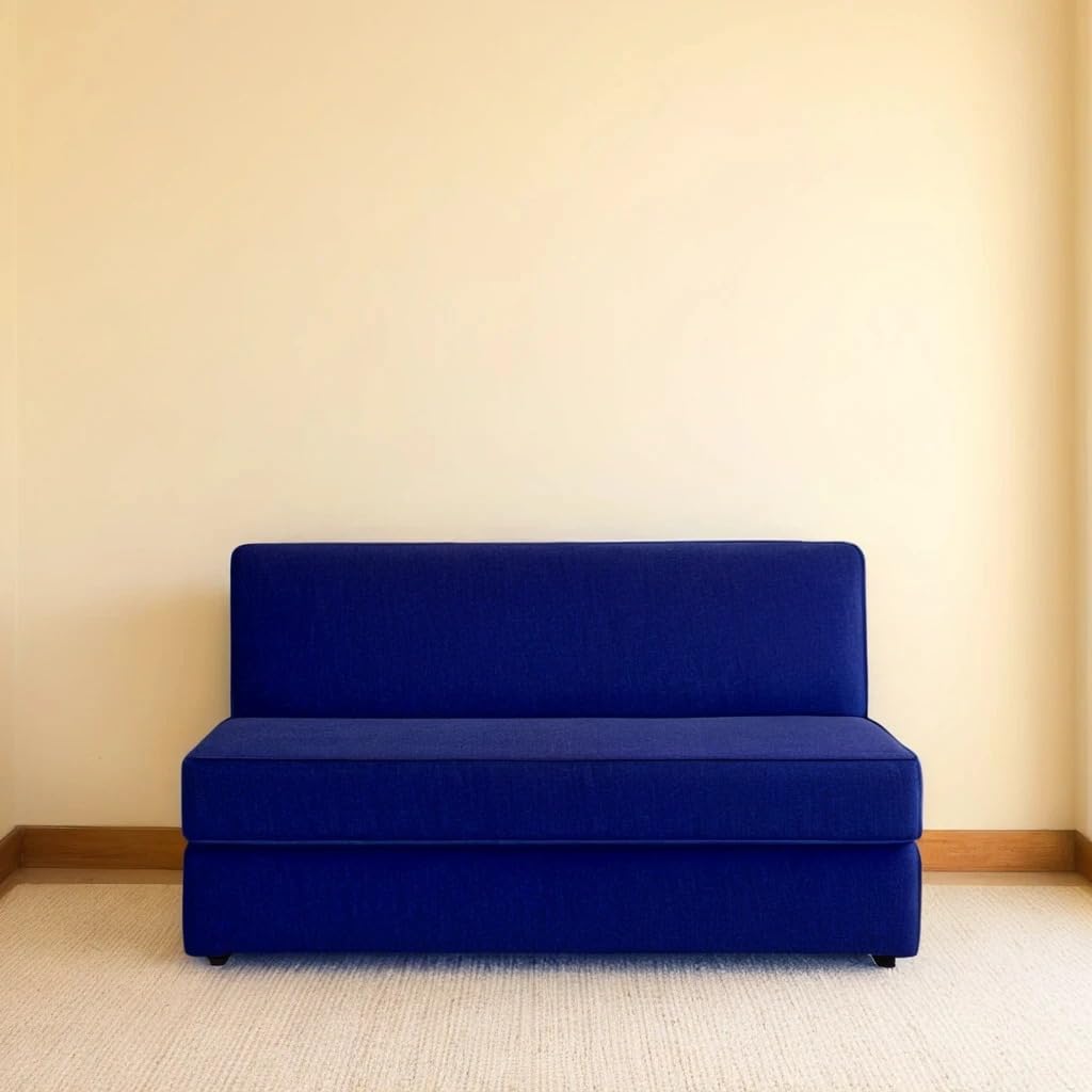 Karmakasa EPE Foam 2-Seater Sofa Cum Bed – 36 Inch Width, Foldable & Lightweight, Space-Saving Furniture for Home & Office Use, Navy Blue