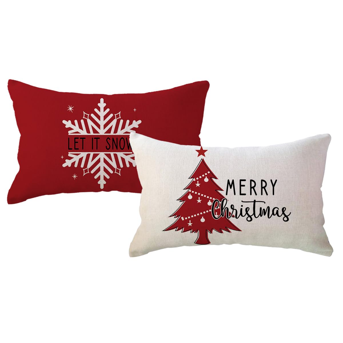 ULOVE LOVE YOURSELF - Juego De 2 Fundas De Almohada Para árbol De Navidad, Alegría, Nieve, Día Festivo, Invierno, Decoración De Granja, Navidad, 12 X 20 Pulgadas, Para Sofá, Sofá Y Porche
