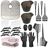 ROOHUA 28Pcs Hair Dye Coloring Kit- Hair Tinting Bowl, Hair agitator, Dye Brush, Ear Cover, Hairpin, Hair Coloring Cape For Hair Coloring Hair Dye Tools (28PCS)