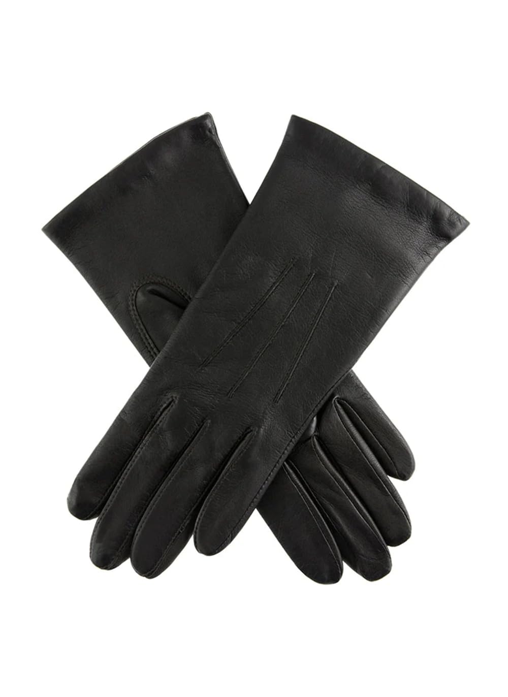 Dents Women's Black Three-Point Lined Leather Gloves - / 7.5