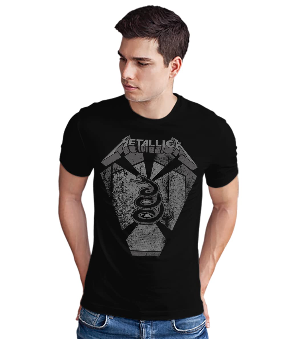 Quote Marshals Metallica_04 Printed Round Neck Black T-Shirt for Men's