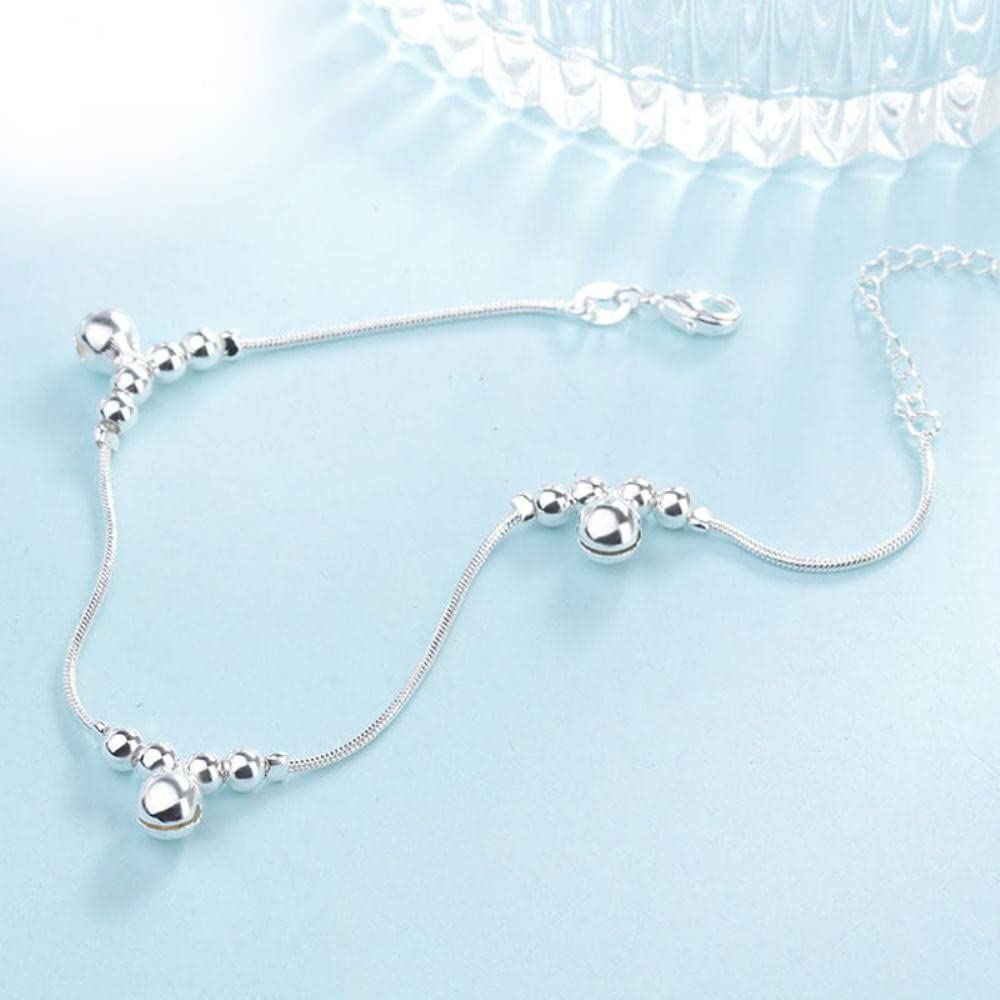 cavigliera Cavigliere da donna Braccialetti da donna in argento 925 Braccialetti da ragazza con design a sfera per gioielli Cavigliera regalo di compleanno per feste