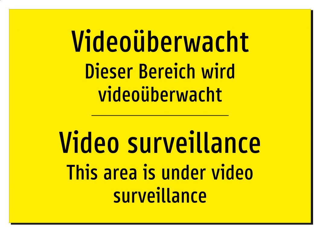 34113-DEEN-T-08 | Videoüberwacht Schild/Aufkleber | Deutsch Englisch