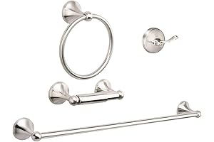 USHOWER Satin Nickel Bathroom Hardware Set: Premium 4-Piece Wall Mounted Accessory Kit...