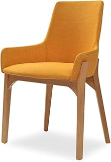 Silla de Comedor de Madera Maciza con Brazo, cómodo cojín de Esponja, Protege la Columna Vertebral, se Utiliza en el Restaurante Home Cafe, Amarillo