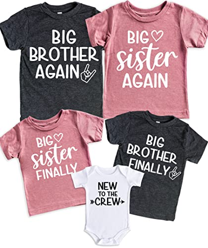 Image of Teeny Fox Big Brother Again Sister Finally New to Crew Sibling Announcement T-Shirt