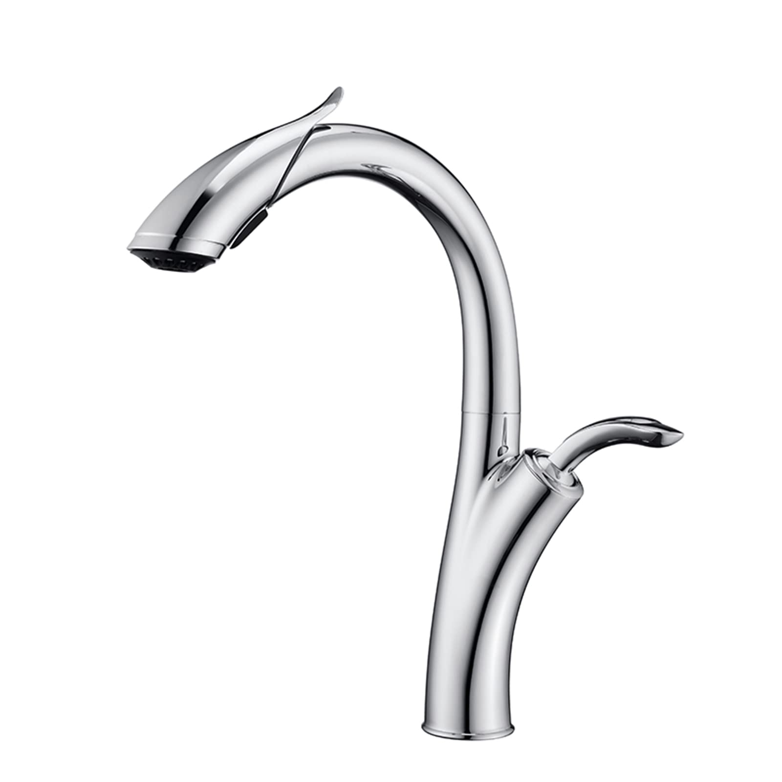 VDOQTLJT Kitchen Faucet with Pull Down Sprayer Brass Out Faucets Commercial Modern Sink Hot and Cold Water Deck Mounted Tap with Standard Fittings Chrome (Color : Chro(Cromo)